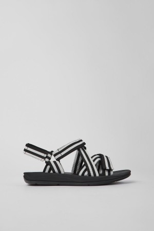 Black Men's Camper Match Textile Sandals | 9254816-UW