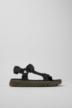 Black Men's Camper Oruga Leather Sandals | 3791456-PH