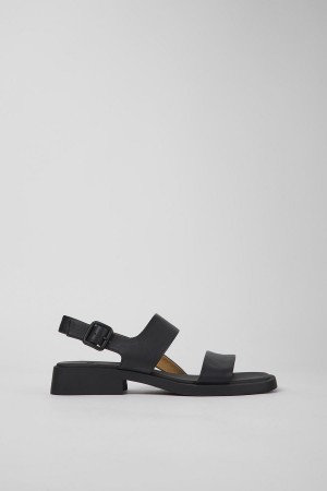 Black Women's Camper Dana Leather Sandals | 7364258-SQ