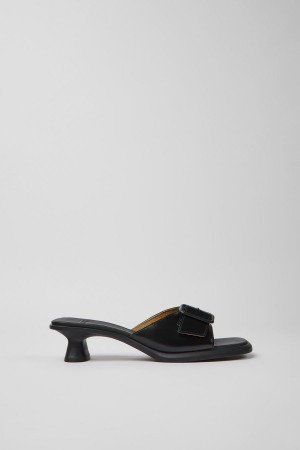 Black Women's Camper Dina Leather Sandals | 8401259-IT