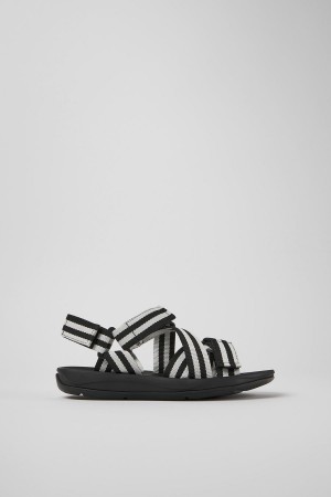 Black Women's Camper Match Textile Sandals | 9786541-SZ