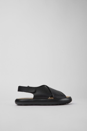 Black Women's Camper Pelotas Flota Leather Sandals | 0126594-EA