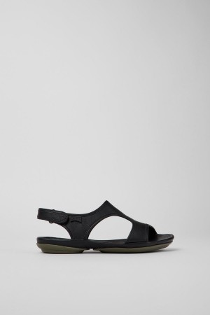 Black Women's Camper Right Leather Sandals | 7092486-LP