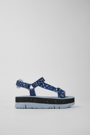 Blue Women's Camper Oruga Up Textile Sandals | 1705836-BR