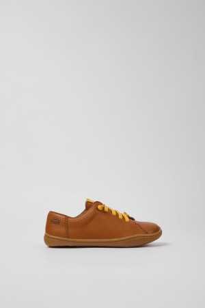 Brown Boys' Camper Peu Leather Sneakers | 7281453-TD