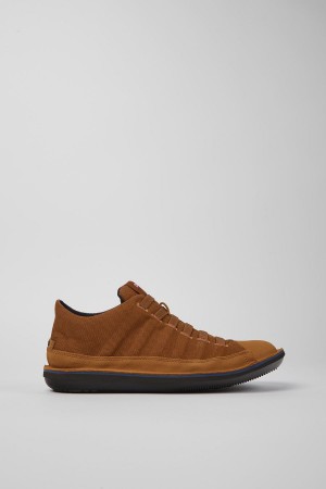 Brown Men's Camper Beetle Textile Nubuck Sneakers | 7849260-OX