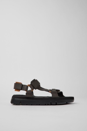 Brown Men's Camper Oruga Leather Sandals | 5380719-IU