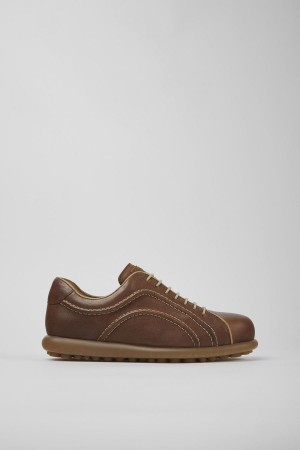 Brown Men's Camper Pelotas Vegetable Tanned Leather Sneakers | 8905476-IP