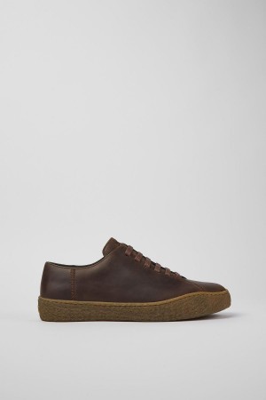 Brown Men's Camper Peu Terreno Leather Sneakers | 3714285-GW