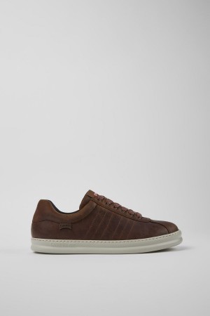 Brown Men's Camper Runner Leather Sneakers | 3429578-LI