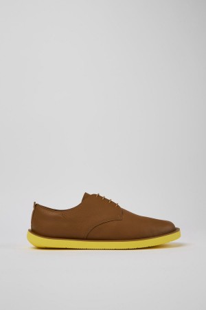 Brown Men's Camper Wagon Leather Sneakers | 8965023-KU