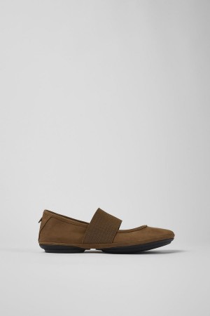 Brown Women's Camper Right Nubuck Ballerina | 8314967-QZ