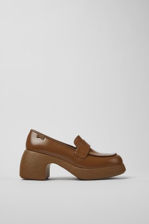 Brown Women's Camper Thelma Leather Wedges | 0628731-CP