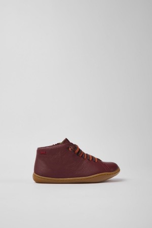 Burgundy Boys' Camper Peu Leather Ankle Boots | 8063917-BW