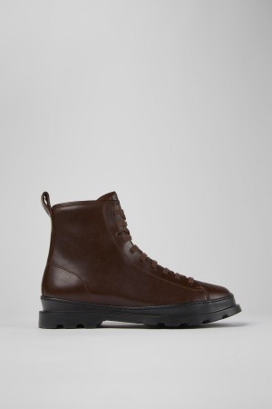 Burgundy Men's Camper Brutus Medium Lace Boots | 0761453-LY