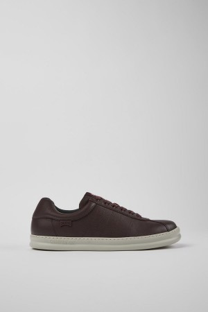 Burgundy Men's Camper Runner Leather Sneakers | 4052638-AX