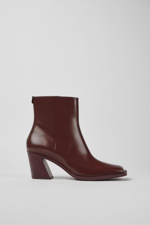 Burgundy Women's Camper Karole Leather Ankle Boots | 5031294-JV