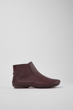 Burgundy Women's Camper Right Leather Ankle Boots | 4128395-FS