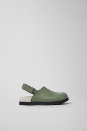 Green Boys' Camper Brutus Leather Clogs Slip On | 0987123-XM