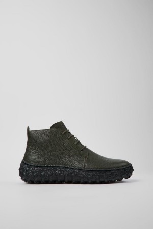 Green Men's Camper Ground Michelin Leather Ankle Boots | 7415082-UD