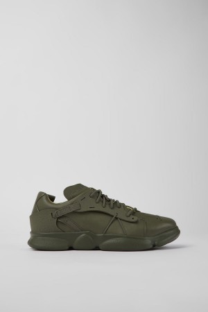 Green Men's Camper Karst Leather Textile Sneakers | 4150368-YK