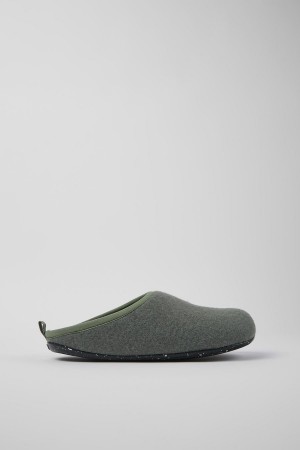 Green Men's Camper Wabi Wool Slippers | 8534710-YF