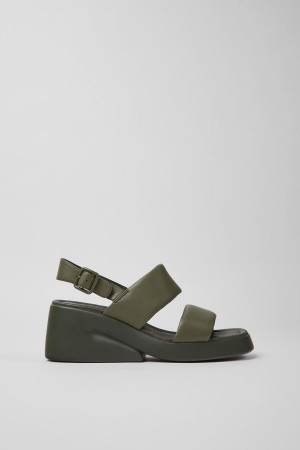 Green Women's Camper Kaah Leather Sandals | 2859371-PZ