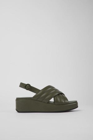 Green Women's Camper Misia Leather Sandals | 8720539-US