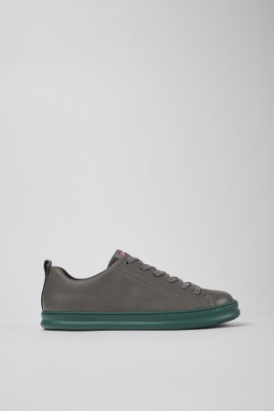 Grey Men's Camper Runner Leather Sneakers | 0678943-AC