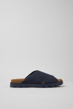 Navy Men's Camper Brutus Nubuck Sandals | 8174063-OQ