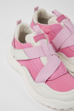 Pink Girls' Camper Crclr Leather Textile Sneakers | 9821076-TL