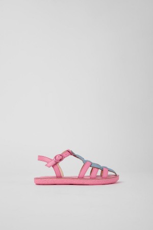 Pink Girls' Camper Twins Leather Sandals | 0984256-ZD