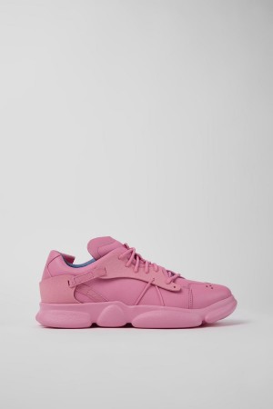 Pink Men's Camper Karst Leather Textile Sneakers | 6709314-GM