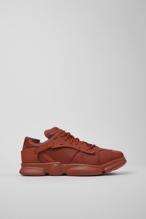 Red Men's Camper Karst Leather Textile Sneakers | 4258710-QF