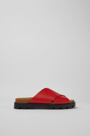 Red Women's Camper Brutus Leather Sandals | 2974651-GM