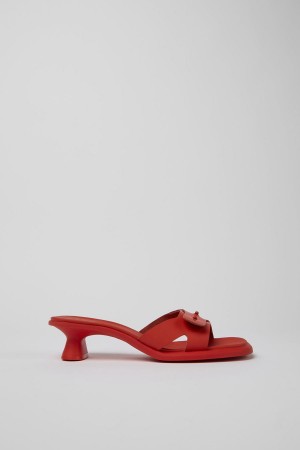 Red Women's Camper Dina Leather Sandals | 1743260-CL