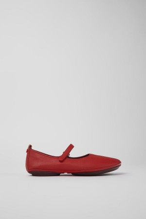 Red Women's Camper Right Leather Ballerina | 9081265-TU