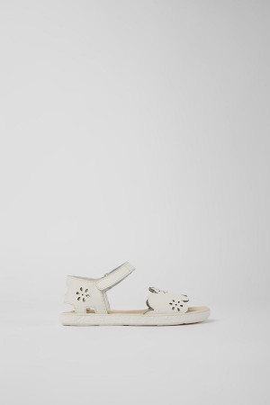 White Girls' Camper Miko Leather Sandals | 1094256-DH