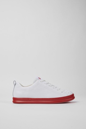 White Men's Camper Runner Leather Sneakers | 3162458-OA