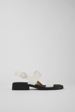 White Women's Camper Dana Leather Sandals | 0967351-MU