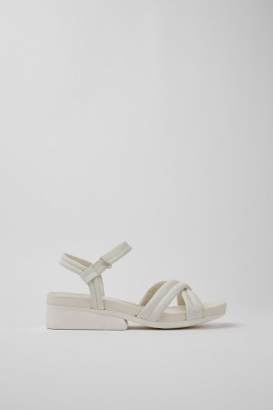 White Women's Camper Minikaah Leather Sandals | 9046328-XA