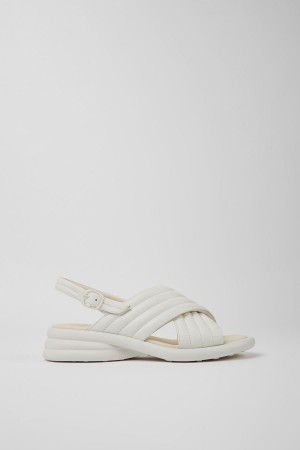 White Women's Camper Spiro Leather Sandals | 2781635-KY