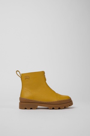 Yellow Boys' Camper Brutus Leather Zip-up Boots | 0285614-UE