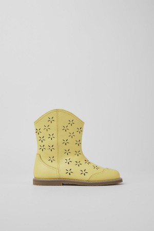 Yellow Girls' Camper Savina Leather Boots | 8479510-NU