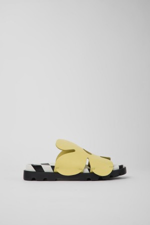 Yellow Women's Camper Twins Leather Sandals | 9120634-PL