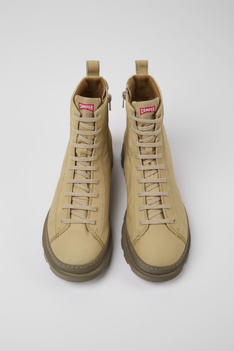 Beige Men's Camper Brutus Textile Nubuck Ankle Boots | 6279184-WV