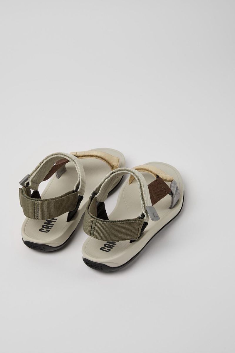 Beige Men's Camper Match Textile Sandals | 4529317-TG