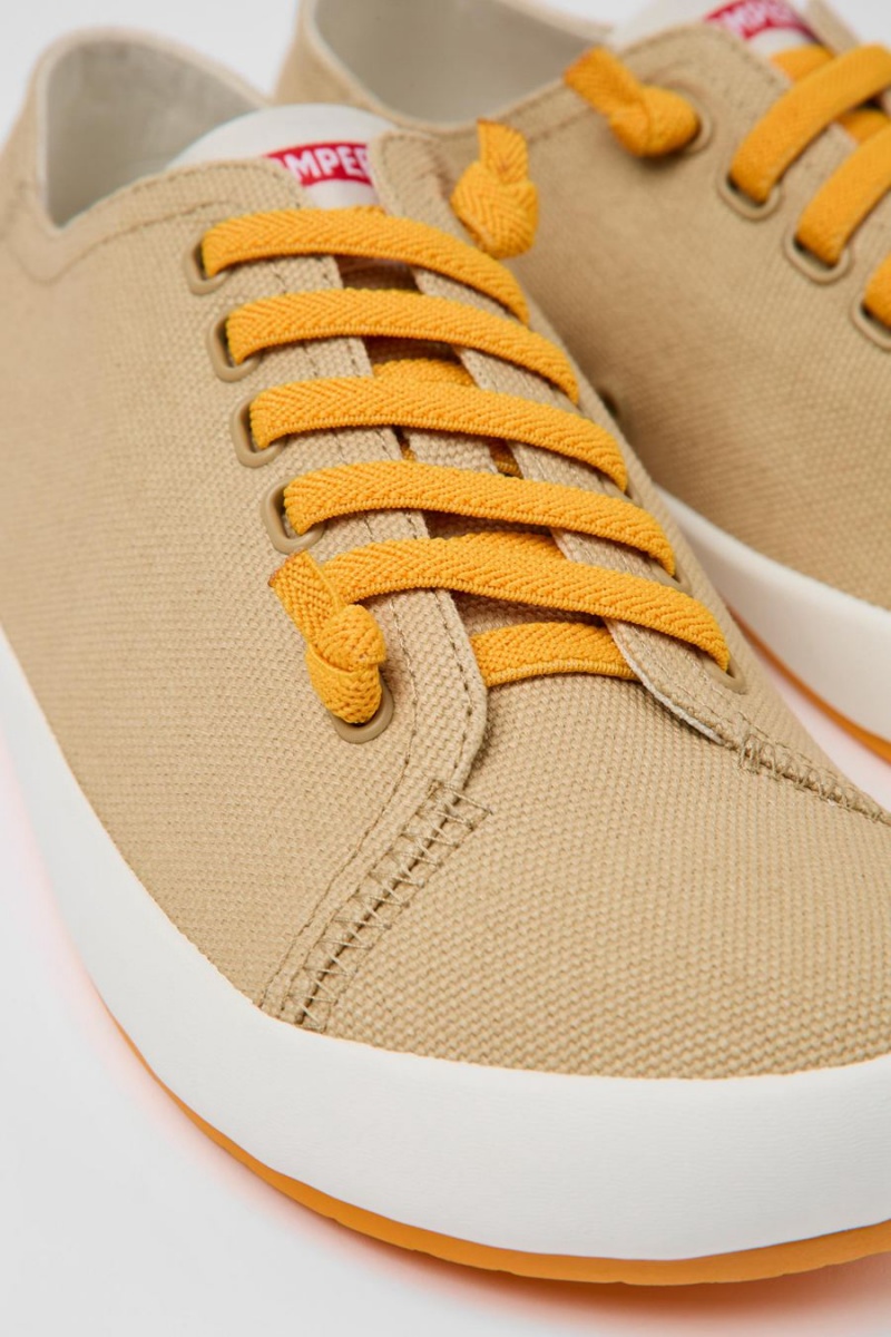 Beige Men's Camper Peu Rambla Textile Sneakers | 0853967-BC