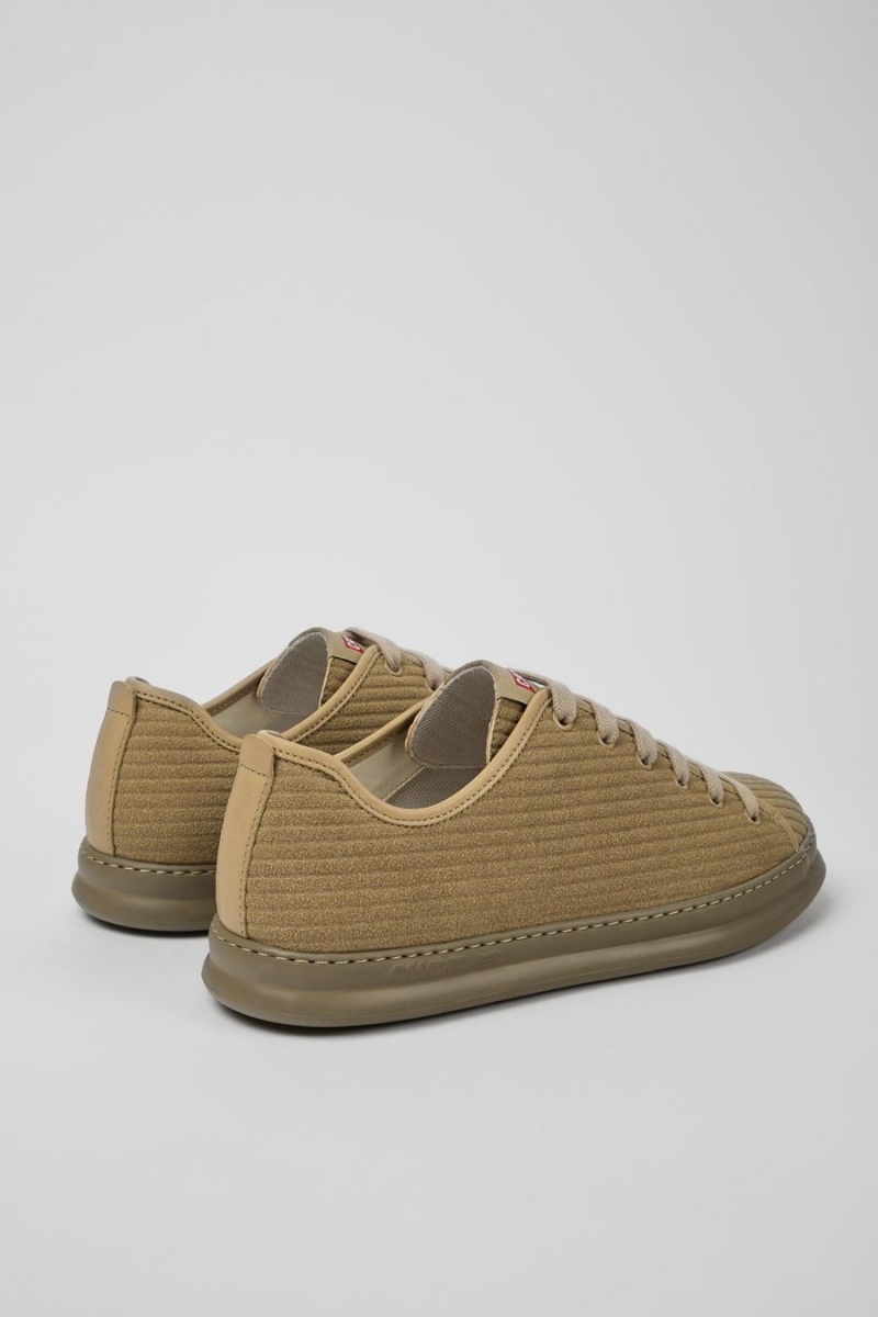 Beige Men's Camper Runner Leather Nubuck Sneakers | 7620134-JP