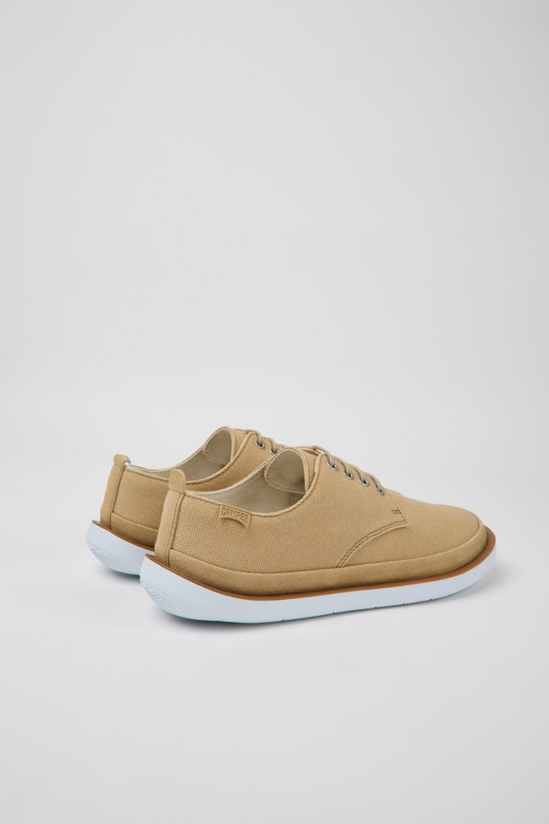 Beige Men's Camper Wagon Textile Nubuck Sneakers | 9326150-YZ